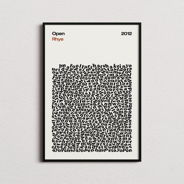 Rhye Open Lyric Print in the cream colourway, framed