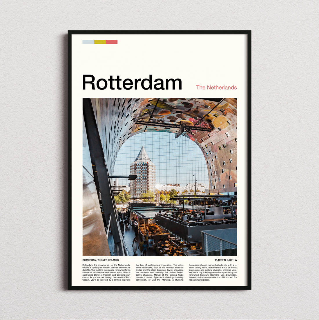 Rotterdam Markthal Interior Travel Print framed and photographed straight on