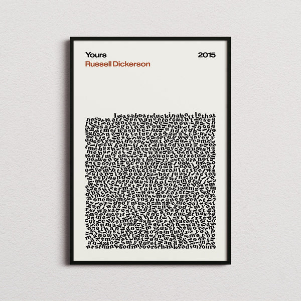 Russell Dickerson Yours Lyric Print in the cream colourway, framed