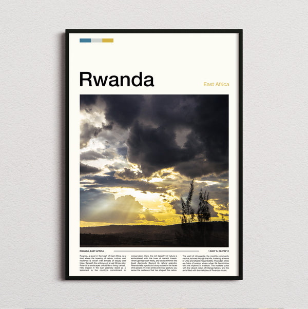 Rwanda - Sunbeams Through Clouds - Travel Print