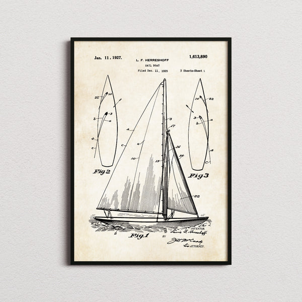 Sailboat Herreshoff Patent Print