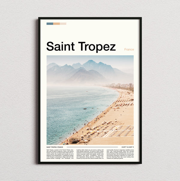 Saint Tropez - Beach And Sun Loungers - Travel Print