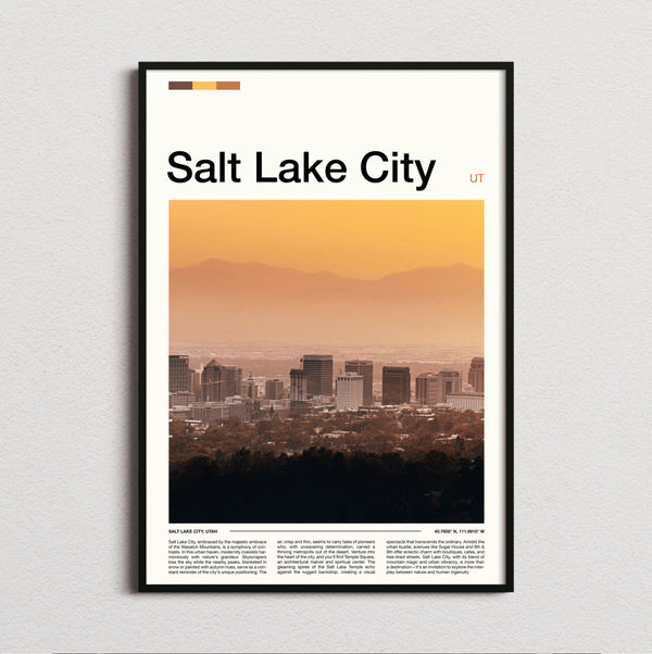 Salt Lake City - Hazy Skyline At Sunset - Travel Print