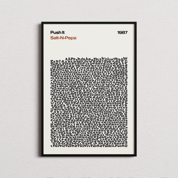 Salt 'N' Pepa Push It Lyric Print in the cream colourway, framed