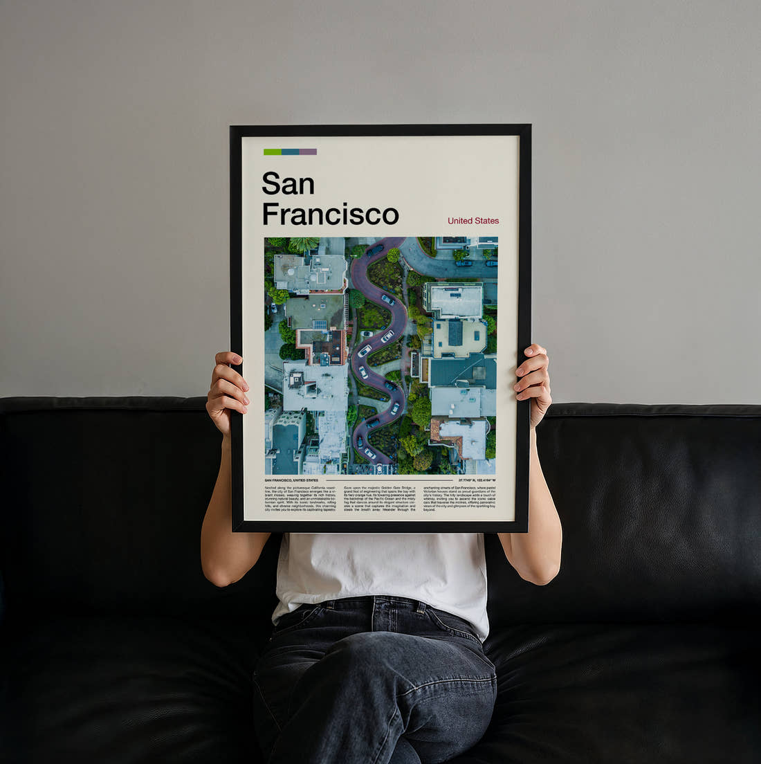 San Francisco Lombard Street Travel Print held up by hand to show the size of the print