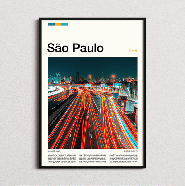Sao Paulo - Traffic Light Trails - Travel Print