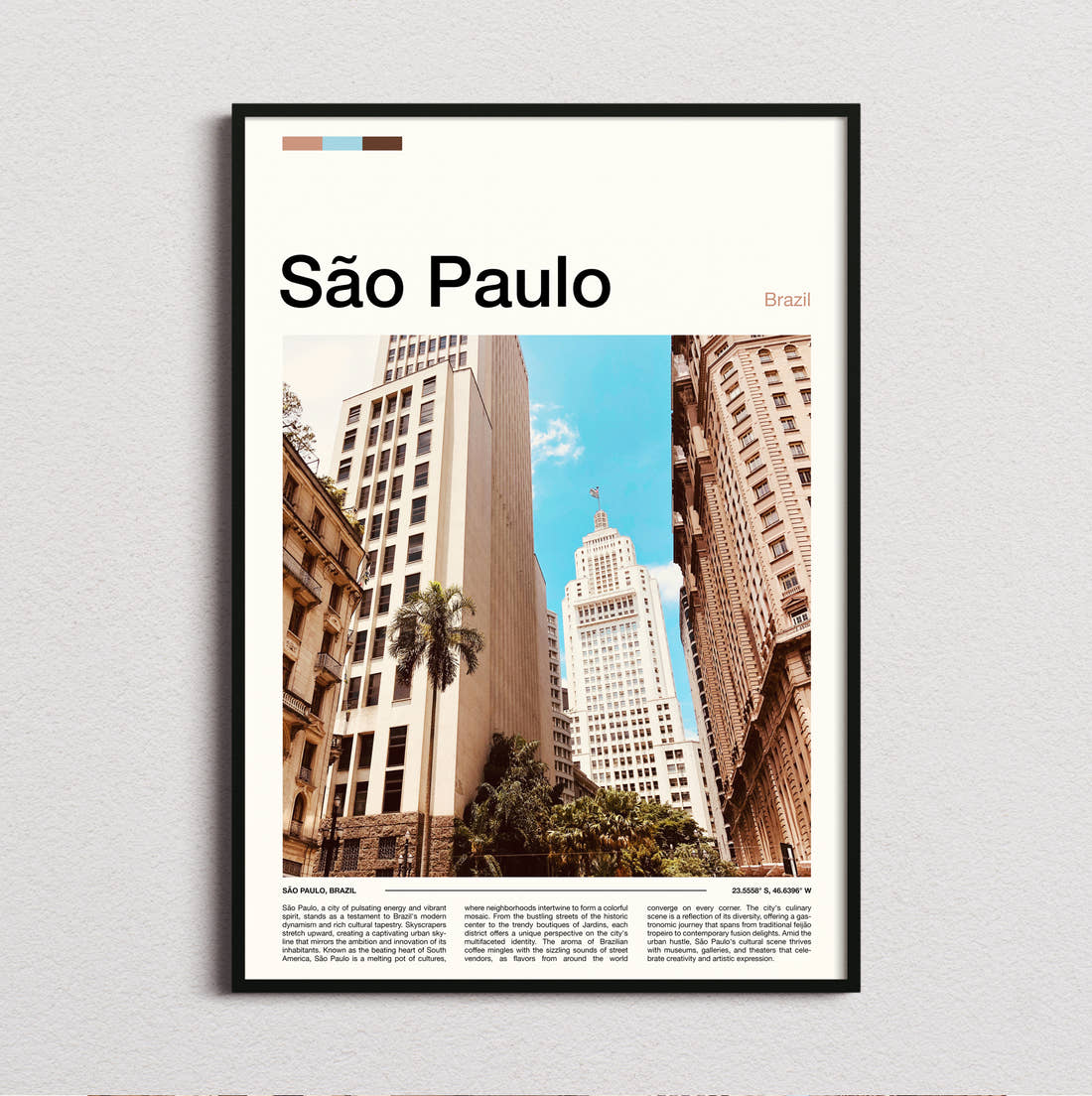 Sao Paulo Skyscrapers From Below Travel Print framed and photographed straight on