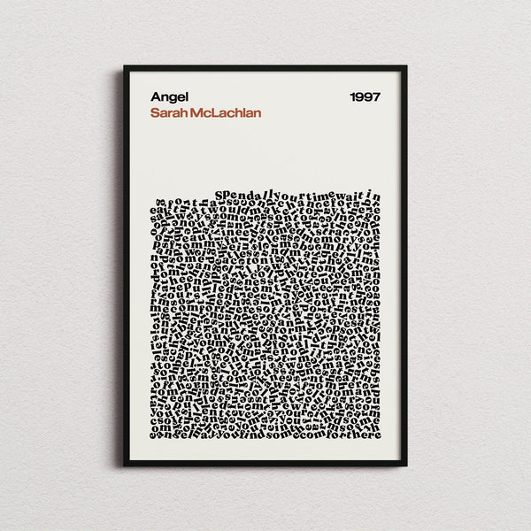 Sarah Mclachlan Angel Lyric Print in the cream colourway, framed