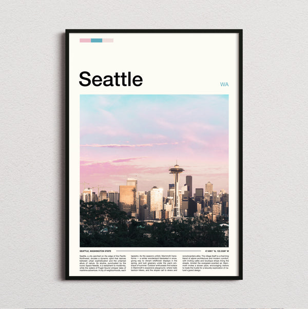Seattle - Skyline With Space Needle - Travel Print