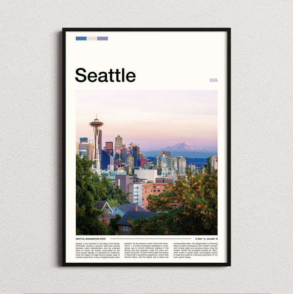 Seattle - Space Needle Above The Skyline - Travel Print
