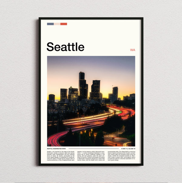 Seattle - Traffic Light Trails - Travel Print