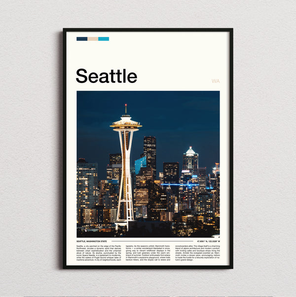 Seattle - Space Needle At Night - Travel Print