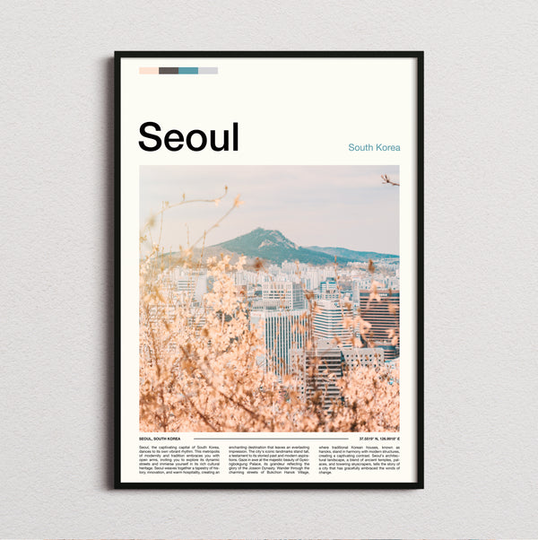 Seoul - Cherry Blossom And Skyline - Travel Print