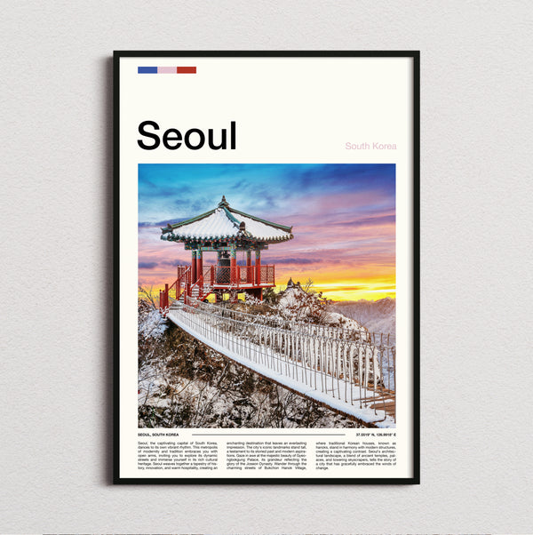Seoul - Traditional Pavilion In Snow - Travel Print