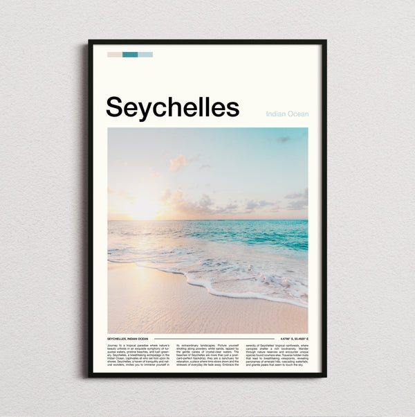 Seychelles - Sunset Over The Beach - Travel Print