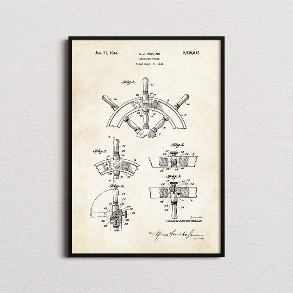 Ships Steering Wheel Patent Print