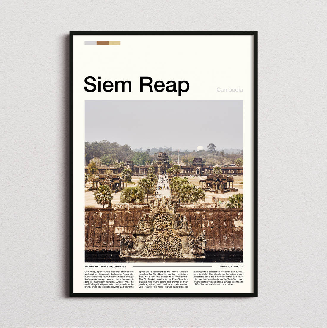 Siem Reap Angkor Wat Travel Print framed and photographed straight on