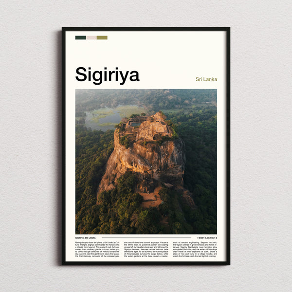 Sigiriya Aerial Rock Fortress Travel Print framed and photographed straight on