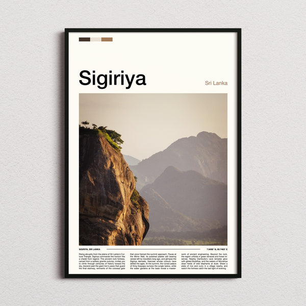 Sigiriya Granite Rock Outcrop Travel Print framed and photographed straight on