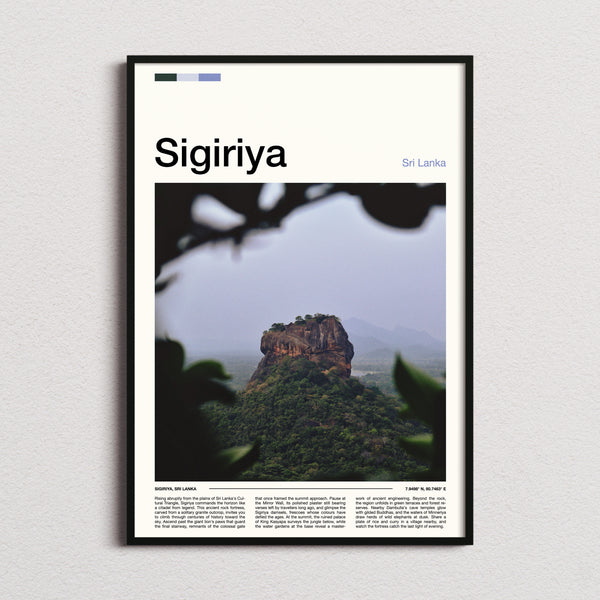 Sigiriya Rock Fortress Jungle View Travel Print framed and photographed straight on