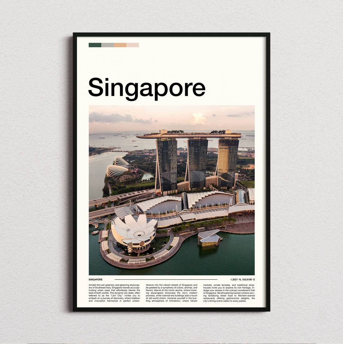 Singapore Marina Bay Sands Travel Print framed and photographed straight on