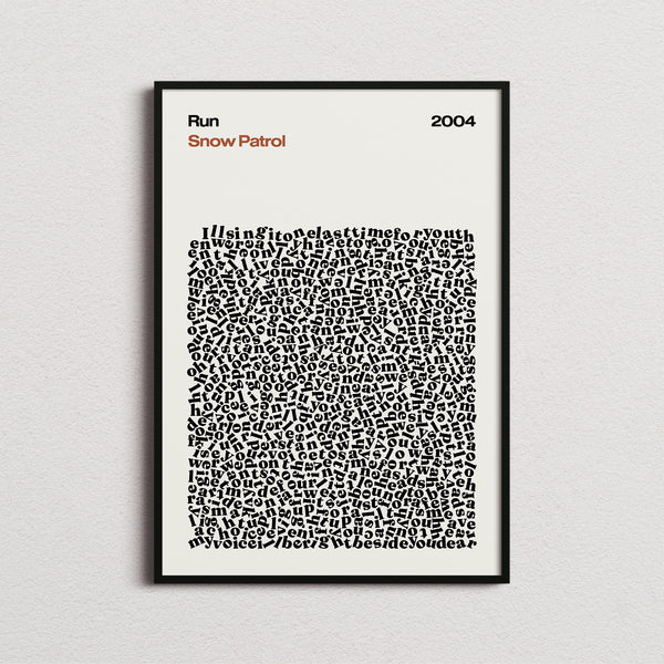 Snow Patrol Run Lyric Print
