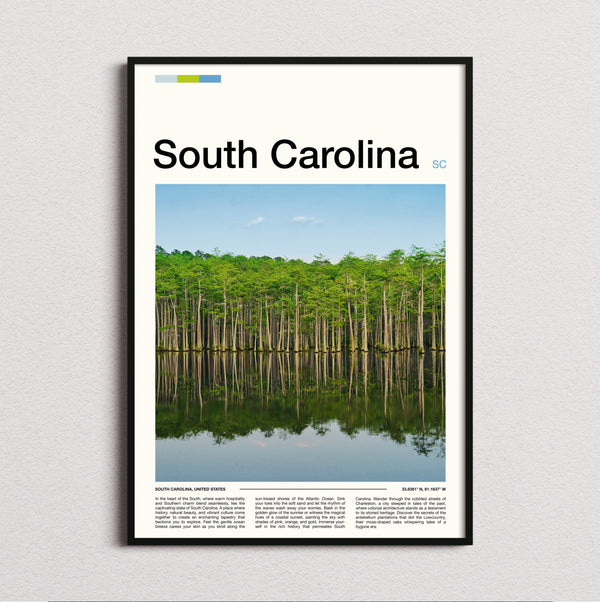 South Carolina - Cypress Trees Reflected - Travel Print