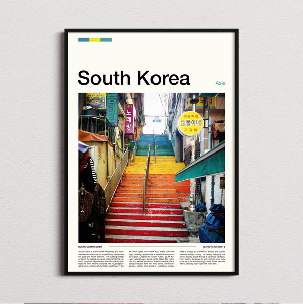 South Korea - Colourful Painted Steps - Travel Print