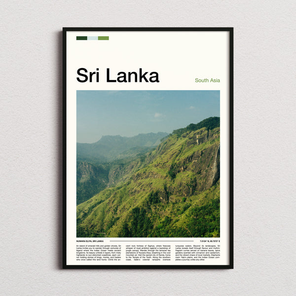 Sri Lanka Misty Hill Ridges Travel Print framed and photographed straight on