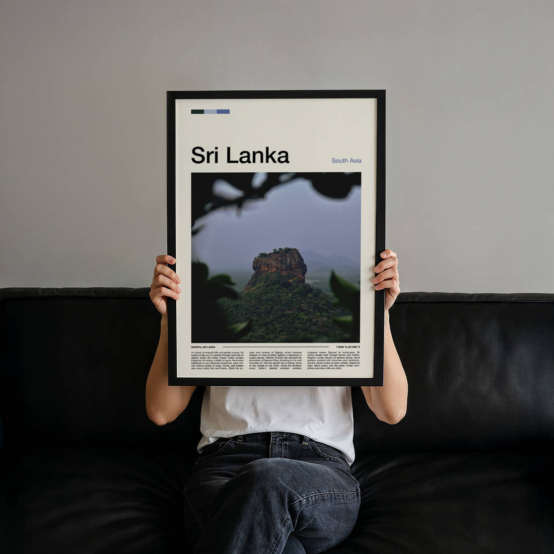 Sri Lanka Ancient Rock Fortress Travel Print held up by hand to show the size of the print