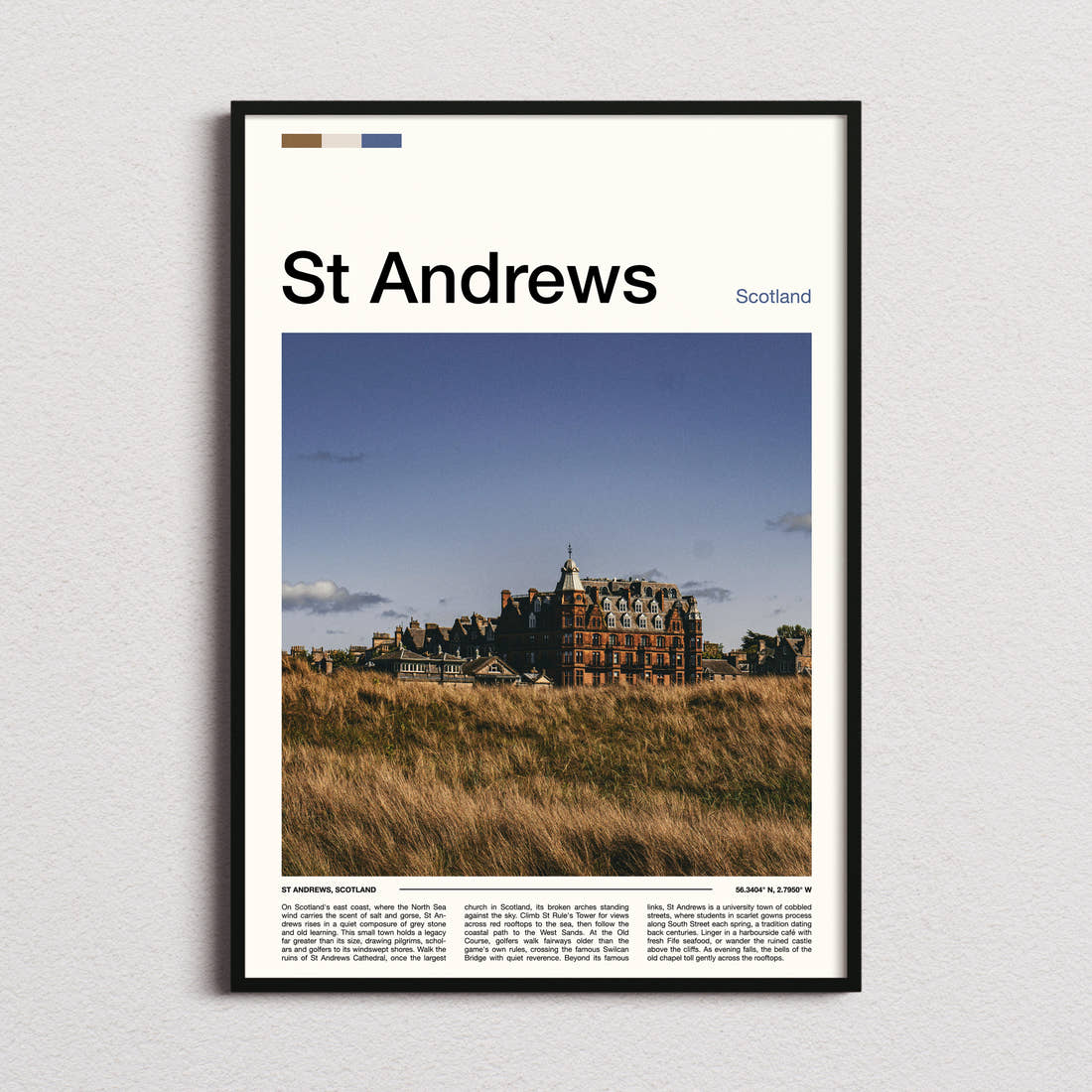 St Andrews Historic Hotel Skyline Travel Print framed and photographed straight on