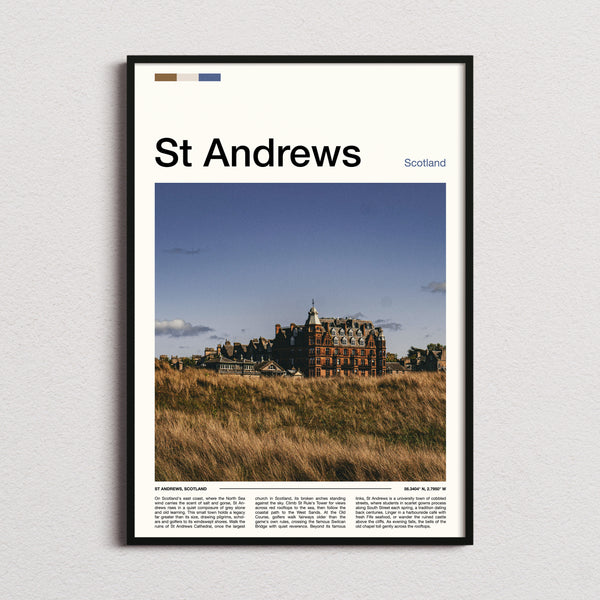 St Andrews Historic Hotel Skyline Travel Print framed and photographed straight on