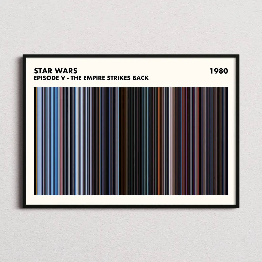 The Star Wars Trilogy — Set of 3 A5 Movie Barcode Prints (Simplified layout)