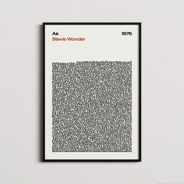 Stevie Wonder As Lyric Print in the cream colourway, framed