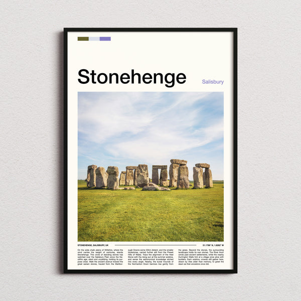Stonehenge Ancient Standing Stones Travel Print framed and photographed straight on