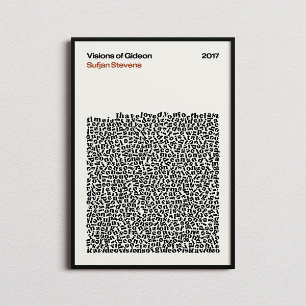 Sufjan Stevens Visions of Gideon Lyric Print in the cream colourway, framed