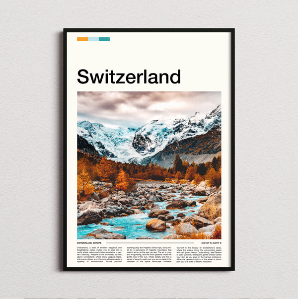 Switzerland - Autumn Mountain River - Travel Print
