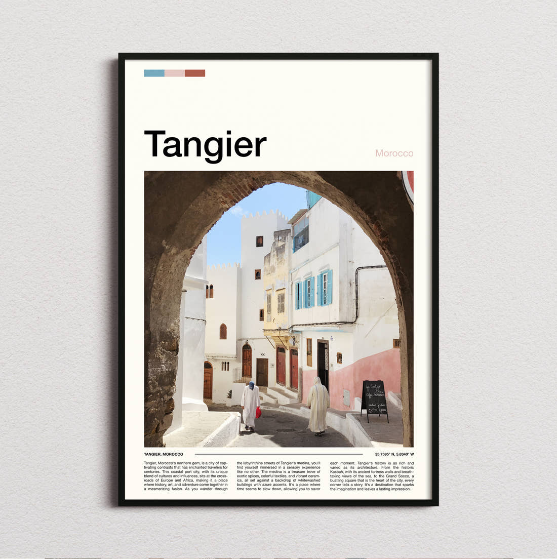 Tangier Archway In The Medina Travel Print framed and photographed straight on
