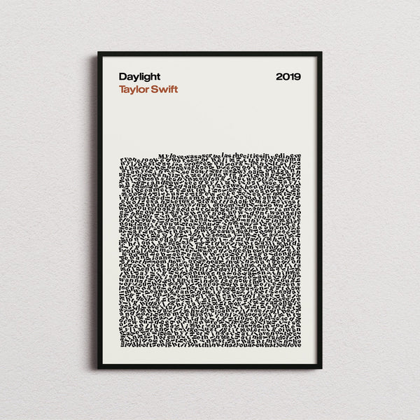 Taylor Swift Daylight Lyric Print in the cream colourway, framed