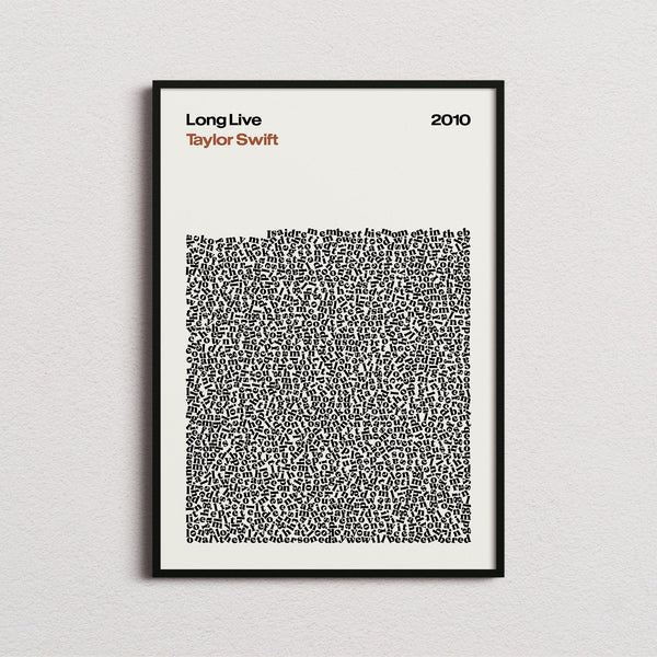 Taylor Swift Long Live Lyric Print in the cream colourway, framed