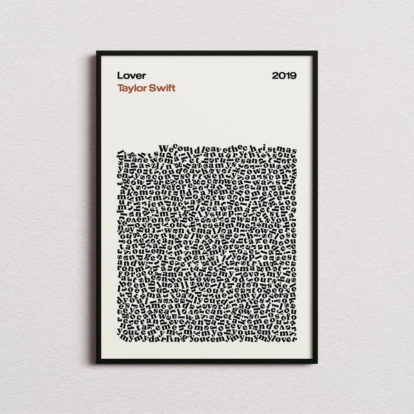 Taylor Swift Lover Lyric Print in the cream colourway, framed