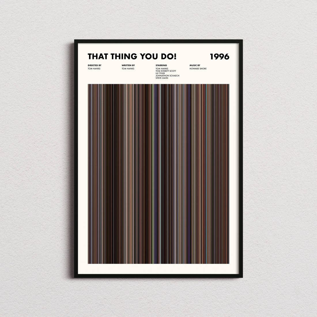 That Thing You Do! Movie Barcode Poster framed on a plain studio wall