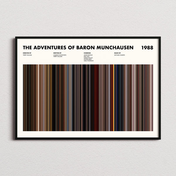 The Adventures of Baron Munchausen Movie Barcode Poster