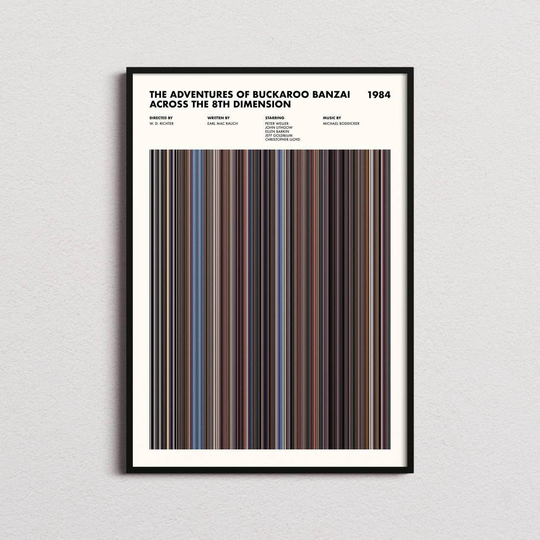 The Adventures of Buckaroo Banzai Across the 8th Dimension Movie Barcode Poster