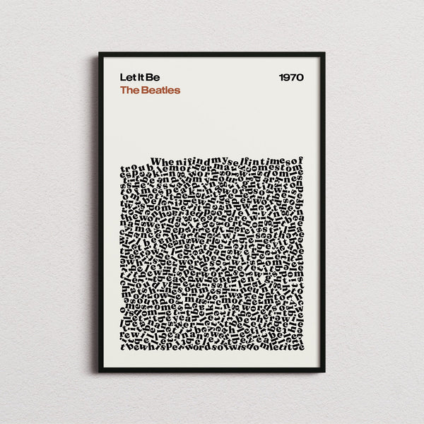 The Beatles Let It Be Lyric Print in the cream colourway, framed