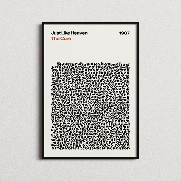 The Cure Just like Heaven Lyric Print