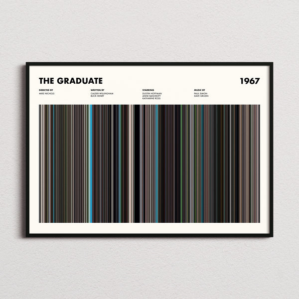 The Graduate Movie Barcode Poster framed and photographed straight on