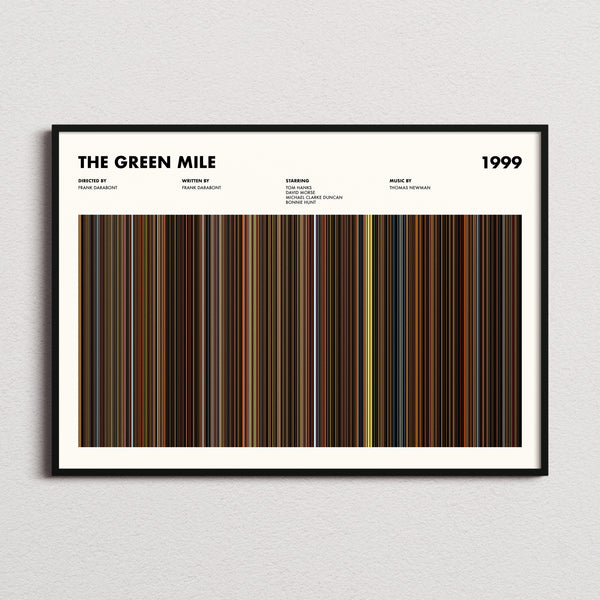 The Green Mile Movie Barcode Poster framed and photographed straight on