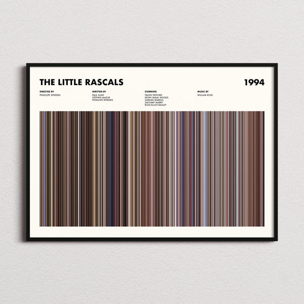 The Little Rascals Movie Barcode Poster framed and photographed straight on