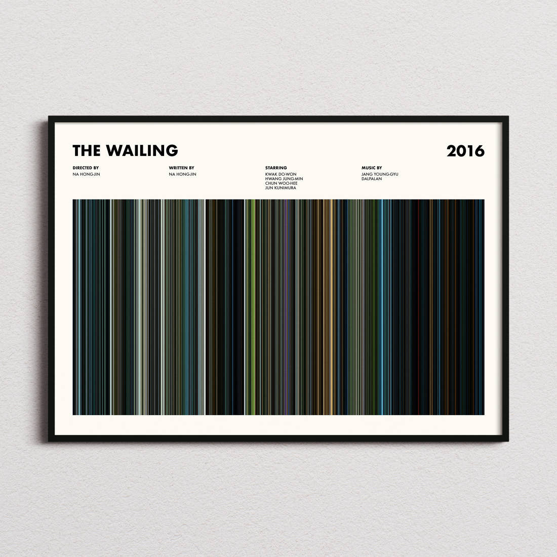 The Wailing Movie Barcode Poster framed and photographed straight on